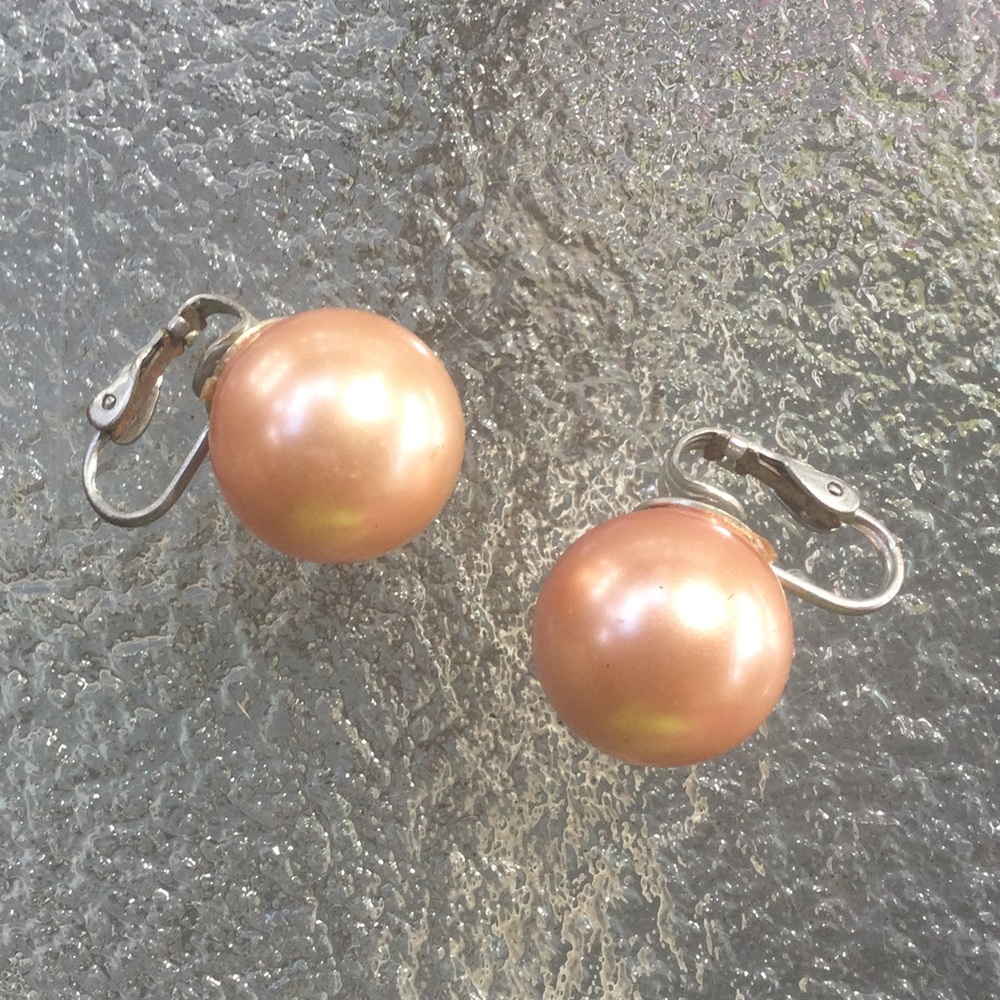 Vintage large faux pearl clip earrings